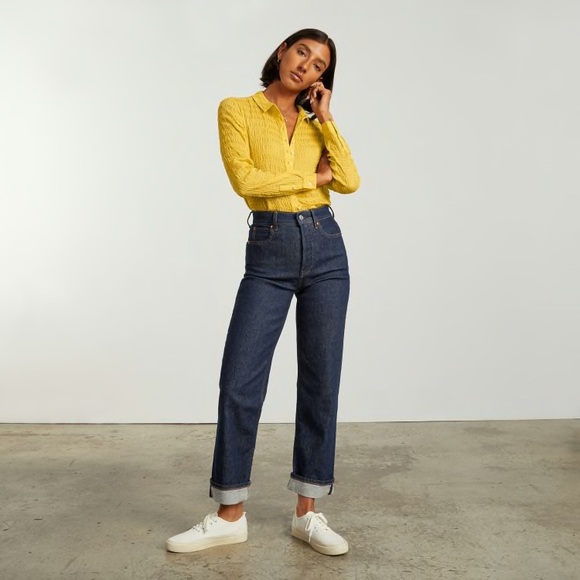 NWOT Everlane The Button Smock Top. Size 2. Color Super Lemon. - Picture 4 of 9